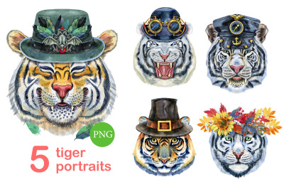 Cute watercolor tigers. Part 9