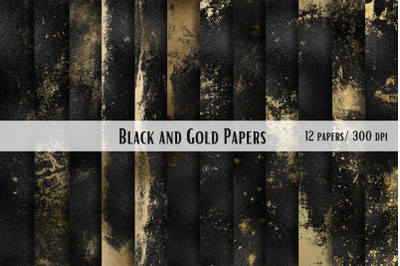 Black and Gold Papers, 12 Designs