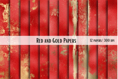 Red and Gold Papers, 12 Designs