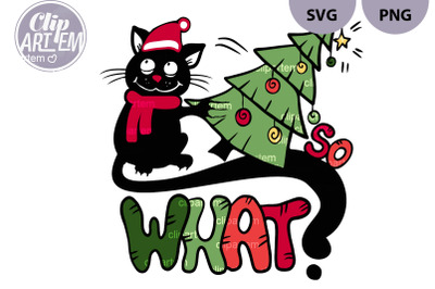 Funny Cat SVG Christmas Sublimation Cutting file clip art