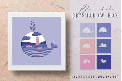 Whale 3D Shadow Box - Layered Papercut - Cutting Files - SVG