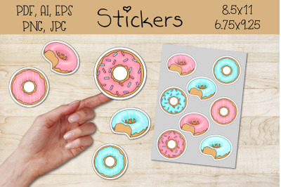Printable Stickers Donuts.Sweet food. For GoodNotes,cricut