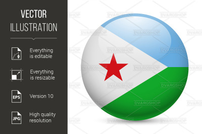 Round glossy icon of Djibouti