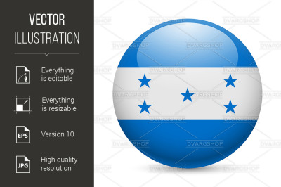 Round glossy icon of Honduras