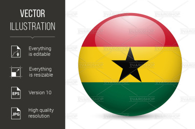 Round glossy icon of Ghana