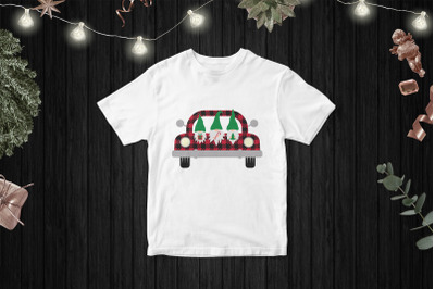 Christmas retro truck with gnomes SVG Buffalo plaid pickup