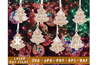 Christmas Tree Ornaments Laser SVG Bundle - 8 Designs