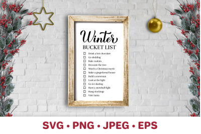 Winter bucket list SVG. Seasonal planner. Funny things to do