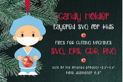 Doctor Christmas Ornament Candy Holder Template SVG