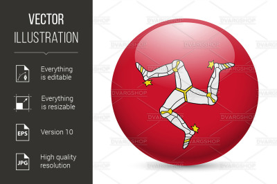 Round glossy icon of Isle of Man