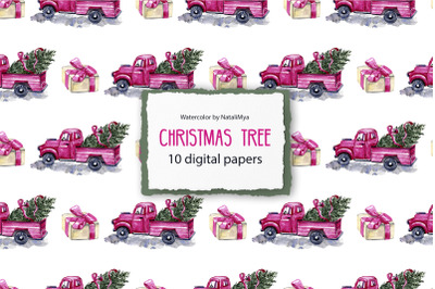 10 Christmas tree digital papers