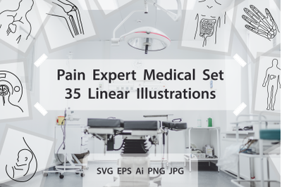 Pain Expert Medical Set - 35 Linear Illustrations