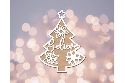 Believe Ornament Laser SVG Cut File