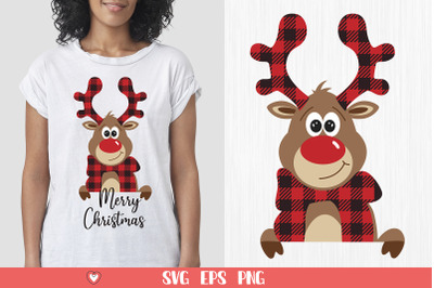 Buffalo Plaid Reindeer svg, Reindeer Monogram svg, Christmas svg, png