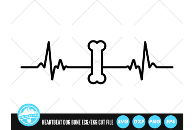 Heartbeat Line Dog Bone SVG | ECG EKG Cut File | Nurse SVG