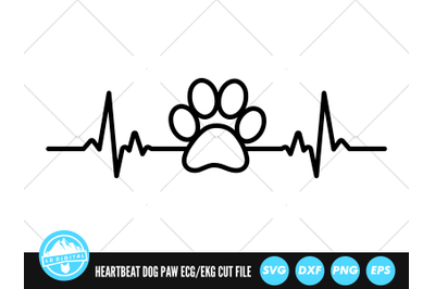 Heartbeat Line Dog Paw SVG | ECG EKG Cut File | Nurse SVG