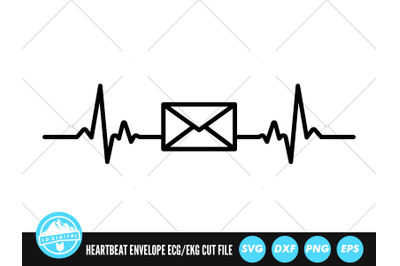 Heartbeat Line Mail Envelope SVG | ECG EKG Cut File | Nurse SVG