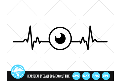 Heartbeat Line Eyeball SVG | ECG EKG Cut File | Nurse SVG