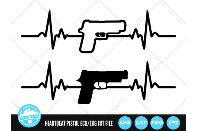 Heartbeat Line Gun SVG | ECG EKG Cut File | Pistol SVG