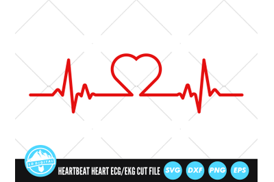 Heartbeat Line Love Heart SVG | ECG EKG Cut File | Nurse SVG