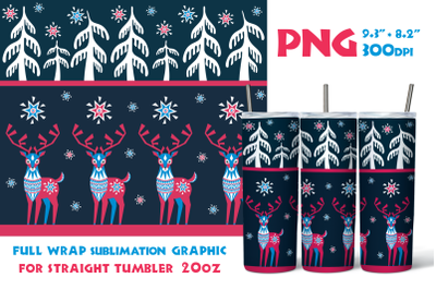 Christmas Reindeer-Straight Tumbler 20oz sublimation design