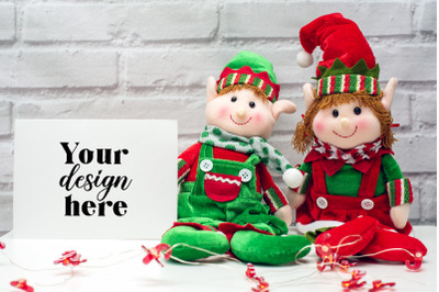 Christmas 7x5 Card Mockup. Elf Mockup 31. Holiday mockup.