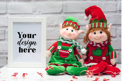 Christmas Frame Mockup. Elf Mockup 36. Holiday mockup.