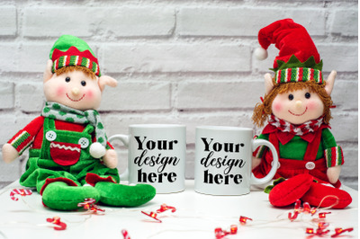 Christmas Mugs Mockup. Elf Mockup 38. Holiday mockup.