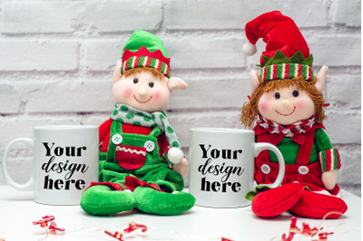 Christmas Mugs Mockup. Elf Mockup 39. Holiday mockup.