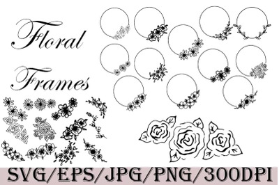 Floral Frames SVG. Wreath clipart frame SVG.Ornament. Flower