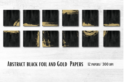 Abstract Black Foil &amp; Gold Papers