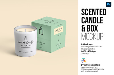 Scented Candle &amp; Box Mockups - 6 views