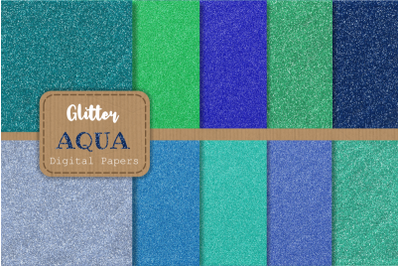 Aqua Glitter Glam Luxury Digital Papers