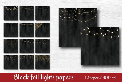 12 Black Christmas String Lights Papers