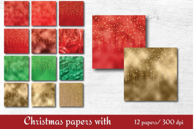Gold Red and Green Christmas Papers