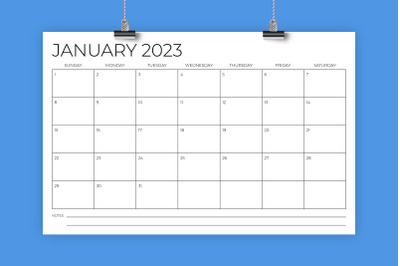 2023 11 x 17 Inch Modern Calendar Template