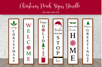 Christmas Porch Sign SVG Bundle. Holidays  vertical signs