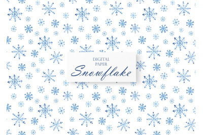 Snowflake watercolor digital paper, seamless pattern. Winter Christmas