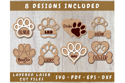 Personalizable Dog Paw Laser SVG Cut Files, Paw Print Laser SVG