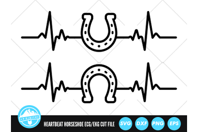 Heartbeat Line Horseshoe SVG | ECG EKG Cut File | Lucky Horseshoe