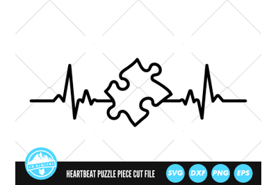 Heartbeat Line Puzzle Piece SVG | ECG EKG Cut File | Jigsaw Piece SVG