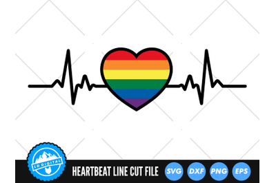 Pride Heart Beat Line SVG | LGBTQ Cut File | Heartbeat Pulse SVG