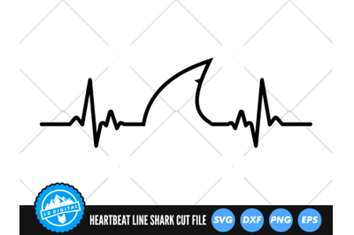 Heartbeat Line Shark Fin SVG | ECG EKG Cut File | Shark Fin SVG