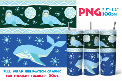 Seal and Whale-Straight Tumbler 20oz Christmas sublimation