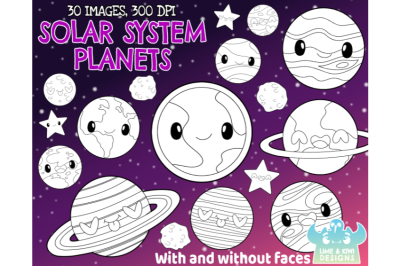 Solar Systems Planets Digital Stamps