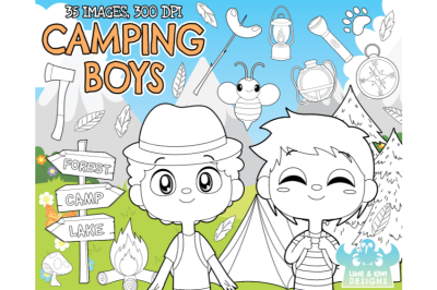 Camping Boys Digital Stamps - Lime and Kiwi Designs