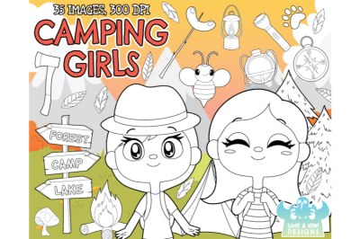 Camping Girls Digital Stamps - Lime and Kiwi Designs