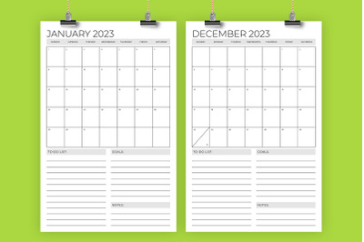 Vertical 11 X 17 Inch 2023 Calendar