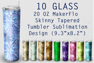 10 Tumbler Tapered 20 OZ Sublimation Glass Wrap Design