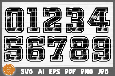 Disstressed Sport Numbers Font SVG Clipart
